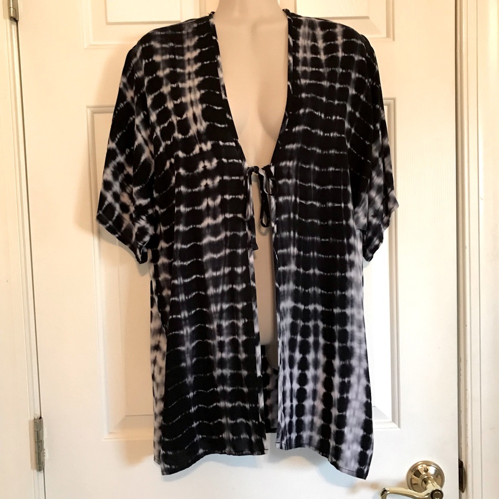 Navy and white boho kimono/coverup